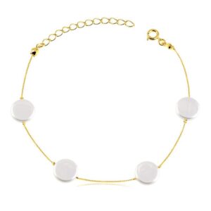 Pulseira dourada com pérolas folheada a ouro 18k semijoia Pulseira dourada com pérolas folheada a ouro 18k semijoia