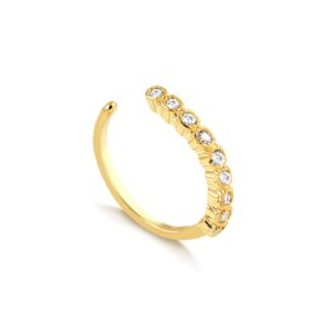 Brinco piercing fake Intuê avulso, banhado a ouro 18k com zircônia branca semijoia Brinco piercing fake Intuê avulso, banhado a ouro 18k com zircônia branca semijoia
