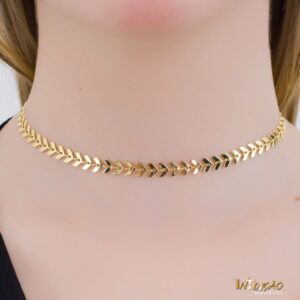 Colar choker dourado escamas banhada a ouro 18k Colar choker dourado escamas banhada a ouro 18k