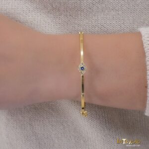 Pulseira Aro dourado Olho Grego com zircônias banhado a ouro 18k Pulseira Aro dourado Olho Grego com zircônias banhado a ouro 18k