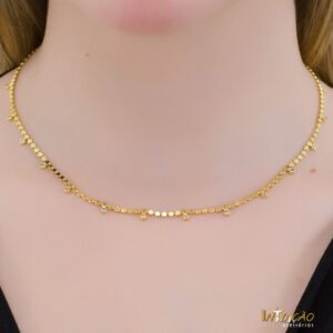 Colar dourado bolinhas com zirconias brancas banhado a ouro 18k Colar dourado bolinhas com zirconias brancas banhado a ouro 18k