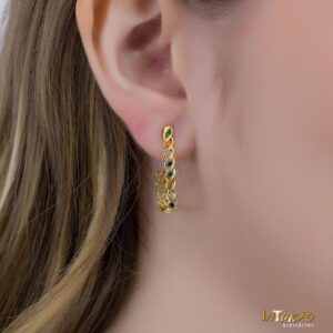Brinco Intuê argola retangular colors 1 banhada a ouro 18k Brinco Intuê argola retangular colors 1 banhada a ouro 18k
