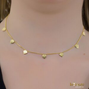 Colar dourado 7 corações banhado a ouro 18k Colar dourado 7 corações banhado a ouro 18k