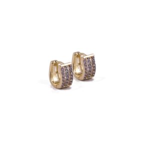 Brinco Intuê argola click com zircônia 3F P banhada a ouro 18k semijoia Brinco Intuê argola click com zircônia 3F P banhada a ouro 18k semijoia