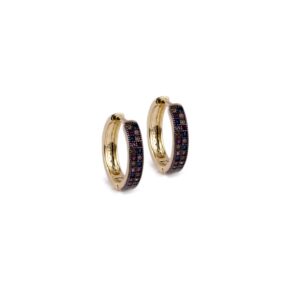 Brinco Intuê argola com zircônias coloridas banhada a ouro 18k semijoia Brinco Intuê argola com zircônias coloridas banhada a ouro 18k semijoia