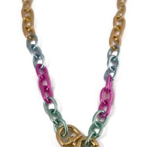 Colar elos coração color tie dye semijoia Colar elos coração color tie dye semijoia