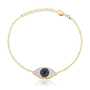 Pulseira banhada a ouro 18k Intuê olho grego cravejado semijoia Pulseira banhada a ouro 18k Intuê olho grego cravejado semijoia