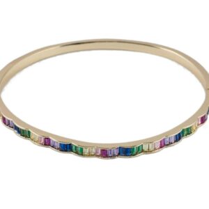 Pulseira bracelete ondas zirconias coloridas folheado a ouro 18k semijoia Pulseira bracelete ondas zirconias coloridas folheado a ouro 18k semijoia