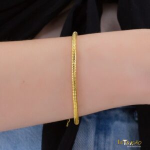 Pulseira dourada malha arredondada 3mm banhada a ouro 18k Pulseira dourada malha arredondada 3mm banhada a ouro 18k