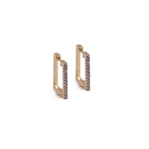 Brinco Intuê argola click quadrada M 1F zircônia banhada a ouro 18k semijoia Brinco Intuê argola click quadrada M 1F zircônia banhada a ouro 18k semijoia