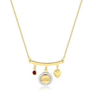Colar Intuê amor, coração e zircônia vermelha banhado a ouro 18k Colar Intuê amor, coração e zircônia vermelha banhado a ouro 18k