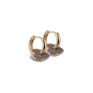 Brinco Intuê, argola click coração com zircônias banhado a ouro 18k semijoia Brinco Intuê, argola click coração com zircônias banhado a ouro 18k semijoia