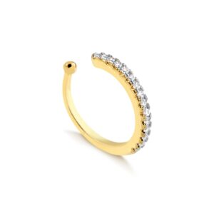 Brinco piercing fake Intuê, avulso, regulável, com zircônias semijoia Brinco piercing fake Intuê, avulso, regulável, com zircônias semijoia