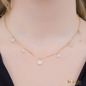 Colar dourado círculos com microzircônias Colar dourado círculos com microzircônias