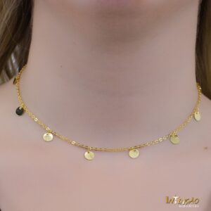 Colar Intuê medalhas lisas banhado a ouro 18k Colar Intuê medalhas lisas banhado a ouro 18k
