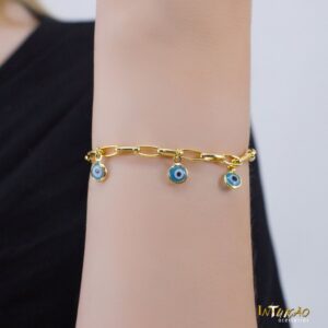 Pulseira Intuê Olho Grego Elos Cartier banhado a ouro 18k Pulseira Intuê Olho Grego Elos Cartier banhado a ouro 18k