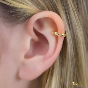 Piercing fake Intuê zircônias coloridas banhado a ouro 18k Piercing fake Intuê zircônias coloridas banhado a ouro 18k