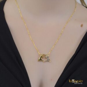 Colar dourado coração mão banhado a ouro 18k Colar dourado coração mão banhado a ouro 18k