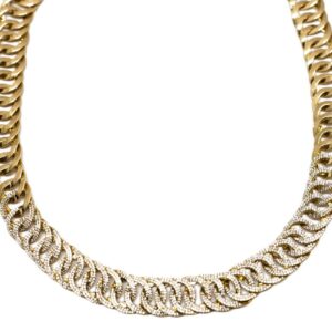 Colar Elos centrais Zircônia Branca folheado a ouro 18k semijoia Colar Elos centrais Zircônia Branca folheado a ouro 18k semijoia