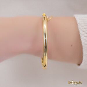 Pulseira bracelete oval liso 5mm banhado a ouro 18k semijoia Pulseira bracelete oval liso 5mm banhado a ouro 18k semijoia