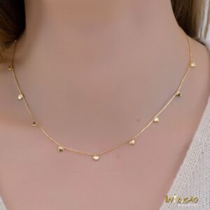 Colar dourado Intuê 9 corações liso pp folheado a ouro 18k semijoia Colar dourado Intuê 9 corações liso pp folheado a ouro 18k semijoia