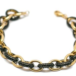 Pulseira Elos intercalados Zircônia Negra folheada a ouro 18k semijoia Pulseira Elos intercalados Zircônia Negra folheada a ouro 18k semijoia
