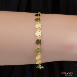 Pulseira Intuê corações banhado a ouro 18k Pulseira Intuê corações banhado a ouro 18k