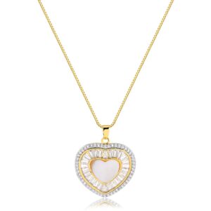 Colar Intuê dourado coração madrepérola e zircônias banhado a ouro 18k semijoia Colar Intuê dourado coração madrepérola e zircônias banhado a ouro 18k semijoia