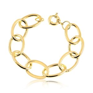 Pulseira banhada a ouro 18k Intuê elos grandes e fecho boia semijoia Pulseira banhada a ouro 18k Intuê elos grandes e fecho boia semijoia