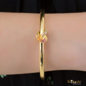 Pulseira Intuê Bracelete dourado nó zirconias coloridas banhado a ouro 18k Pulseira Intuê Bracelete dourado nó zirconias coloridas banhado a ouro 18k