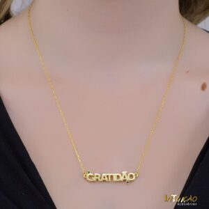 Colar Intuê Gratidão banhado a ouro 18k Colar Intuê Gratidão banhado a ouro 18k