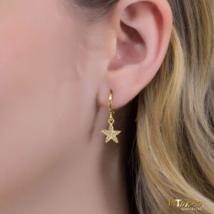Brinco Intuê Argola Estrela banhado a ouro 18k Brinco Intuê Argola Estrela banhado a ouro 18k