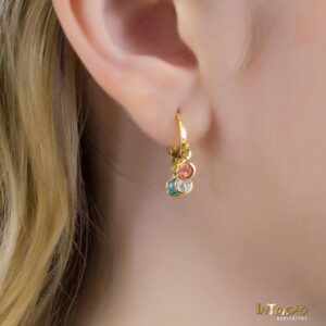 Brinco dourado Intuê argola colorida banhado a ouro 18k Brinco dourado Intuê argola colorida banhado a ouro 18k