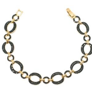 Pulseira dourada folheada ouro 18k Zircônia Negra elos semijoia Pulseira dourada folheada ouro 18k Zircônia Negra elos semijoia