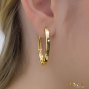 Brinco dourado argola oval banhado a ouro 18k Brinco dourado argola oval banhado a ouro 18k