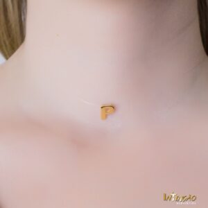 Colar Intuê choker nylon letra P banhado a ouro 18k Colar Intuê choker nylon letra P banhado a ouro 18k