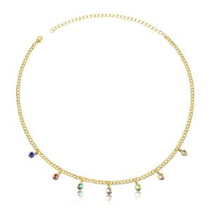 Colar Intuê grumet com zircônias coloridas banhado a ouro 18k Colar Intuê grumet com zircônias coloridas banhado a ouro 18k