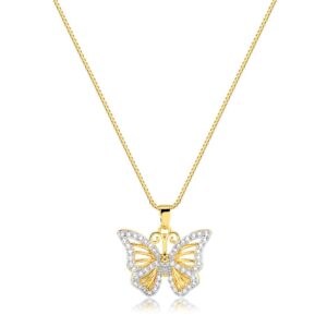 Colar Intuê borboleta com zircônias, banhado a ouro 18k Colar Intuê borboleta com zircônias, banhado a ouro 18k