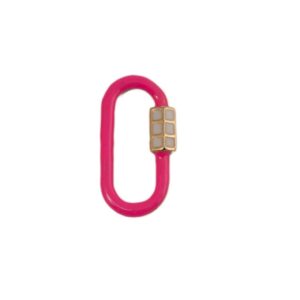 Pingente mosquetão (sem fecho) esmaltado rosa e branco semijoia Pingente mosquetão (sem fecho) esmaltado rosa e branco semijoia