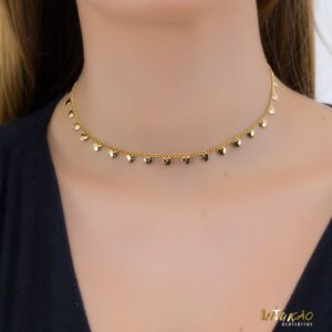 Colar Intuê dourado corações e elos grumet mini, banhado a ouro 18k Colar Intuê dourado corações e elos grumet mini, banhado a ouro 18k