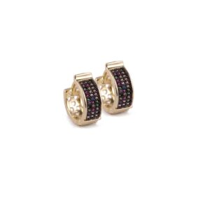 Brinco Intuê argola click com zircõnias coloridas banhada a ouro 18k semijoia Brinco Intuê argola click com zircõnias coloridas banhada a ouro 18k semijoia