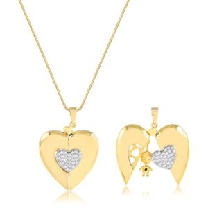 Colar Intuê coração menino banhado a ouro 18k semijoia Colar Intuê coração menino banhado a ouro 18k semijoia