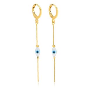Brinco dourado argola olho grego oval folheado a ouro 18k semijoia Brinco dourado argola olho grego oval folheado a ouro 18k semijoia