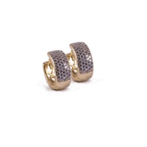 Brinco Intuê argola oval 5F zircônias banhado a ouro 18k semijoia Brinco Intuê argola oval 5F zircônias banhado a ouro 18k semijoia