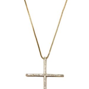 Colar Crucifixo Zircônia Branca folheado a ouro 18k semijoia Colar Crucifixo Zircônia Branca folheado a ouro 18k semijoia