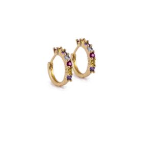 Brinco argola zircônias coloridas banhada a ouro 18k semijoia Brinco argola zircônias coloridas banhada a ouro 18k semijoia