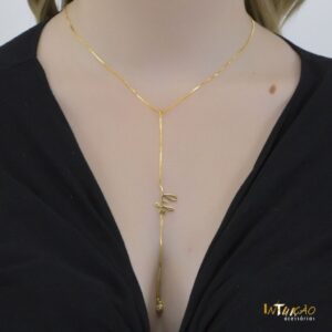 Colar Intuê gravata Life banhado a ouro 18k Colar Intuê gravata Life banhado a ouro 18k