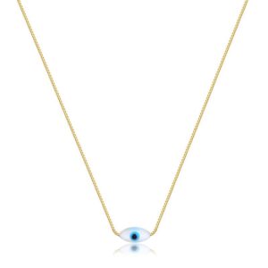 Colar dourado olho grego madrepérola banhado a ouro 18k semijoia Colar dourado olho grego madrepérola banhado a ouro 18k semijoia