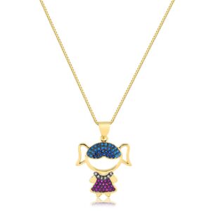 Colar Intuê menina com zircônias coloridas banhado a ouro 18k semijoia Colar Intuê menina com zircônias coloridas banhado a ouro 18k semijoia