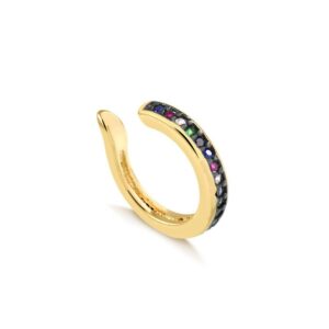 Brinco piercing fake Intuê avulso, regulável, com zircônias coloridas semijoia Brinco piercing fake Intuê avulso, regulável, com zircônias coloridas semijoia